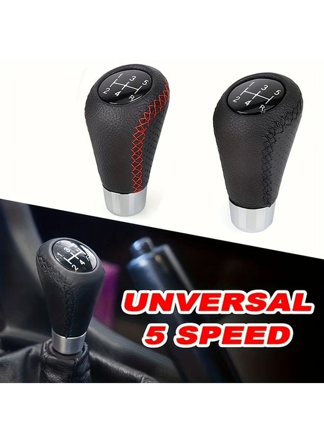 Universal 5 Speed Manual Gear Shift Knob Black Red Line Fabric Material Car Interior Accessory - Image 4